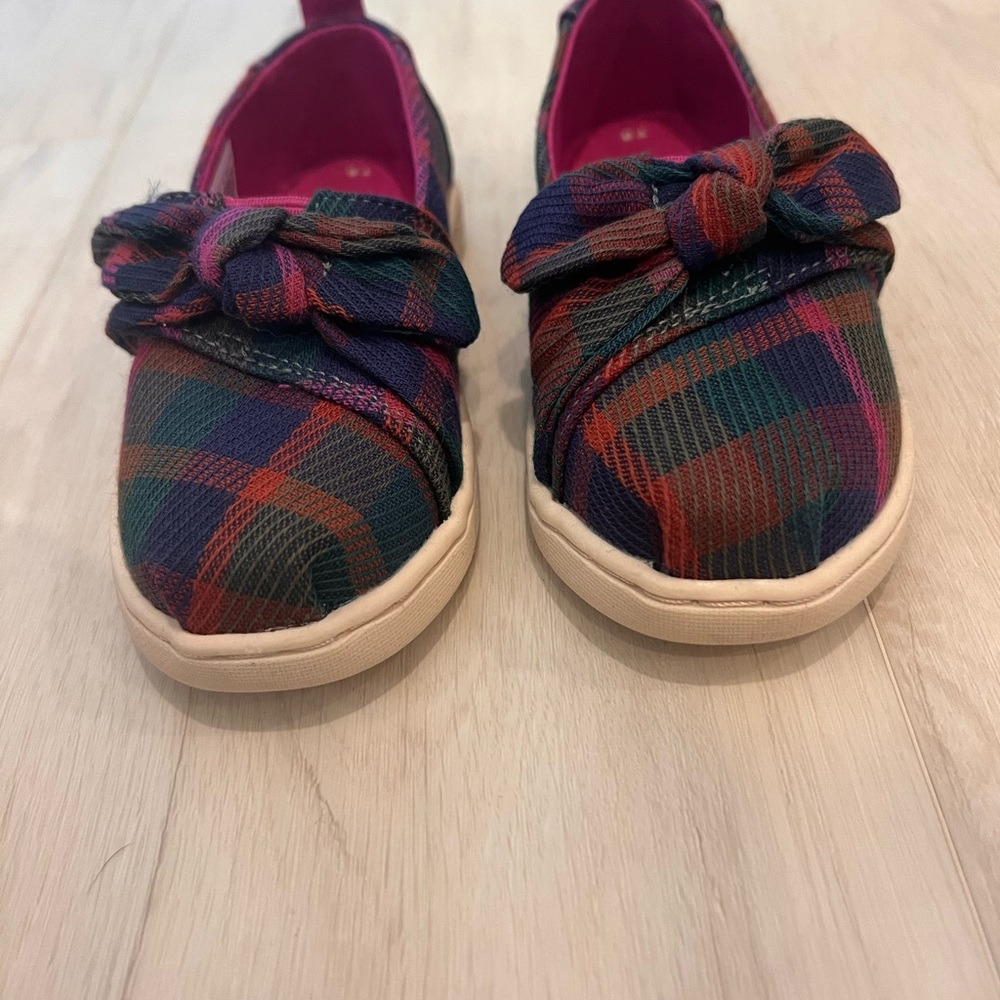 Toms Kids Girls Shoes - Vibrant Plaid w/ Bow
